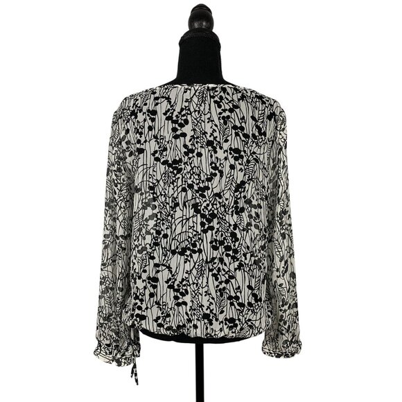 George ME Ladies Black Soot Floral Print Mesh Blouse Size Large 12/14 - Picture 2 of 10
